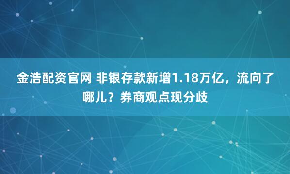 金浩配资官网 非银存款新增1.18万亿，流向了哪儿？券商观点现分歧