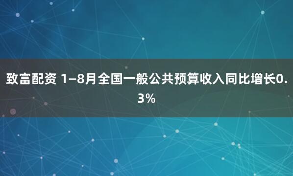 致富配资 1—8月全国一般公共预算收入同比增长0.3%