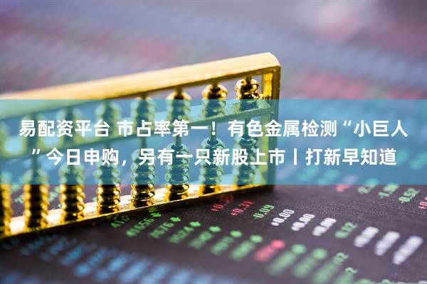 易配资平台 市占率第一！有色金属检测“小巨人”今日申购，另有一只新股上市丨打新早知道